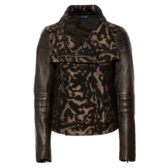 DVF Marvela Leather & Wool Jacket - Picture 1 of 8